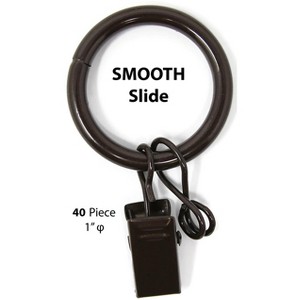 1-inch Metal Curtain Drapery Rings with Clips and Eyelets, 8 Finishes - 1 of 2