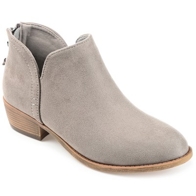 Journee Collection Womens Livvy Back Heel Zip Stacked Heel Booties Grey ...