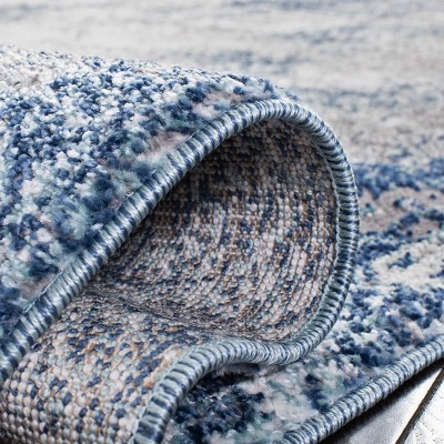 Abstract Gray Square Hand-Knotted Synthetic Area Rug