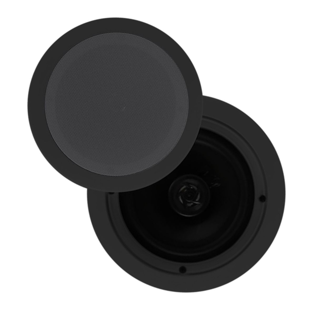 Pyle 1 Pair Speakers, 200W 6.5" Round Flush Mount In Wall/In Ceiling Home Speakers with Spring-Loaded Terminals, PDIC Series, Black