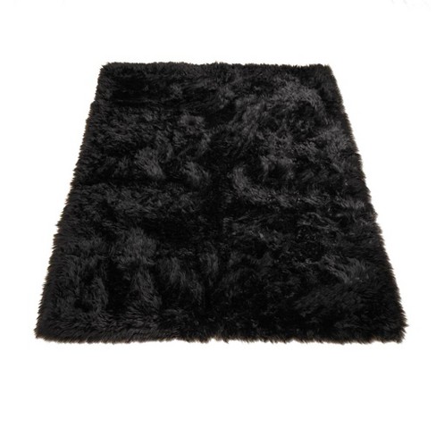 Soft Fluffy Rugs for Bedroom - Black and White Plush Anti-Slip