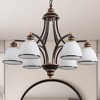 DORESshop 6-Light American Style Chandelier with Gold Accented E26 Downward Lights and White Glass Shades, No Bulb Included - 2 of 4
