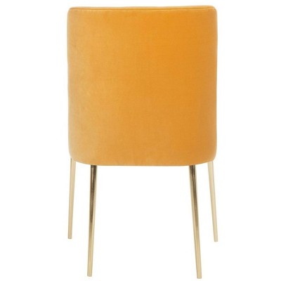 Transitional Mustard Velvet Parsons Dining Chair with Gold Legs