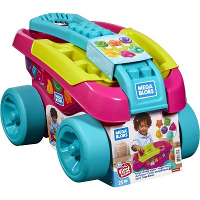 mega bloks pull along wagon pink