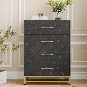 4 Drawer Wood Dresser for Bedroom, Modern Storage Chest for Closet, Living Room, Hallway, or Nursery - 1 of 4