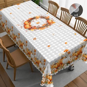 Fall Tablecloth, Pumpkins Farmhouse Fall Decor, Thanksgiving Table Cloth Rectangle for Party, Dinner - 1 of 4