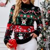 Women's Long Sleeve Turtle Neck Snowman Christmas Sweater Winter Pullover Cozy Knit Top for Holiday Party - 2 of 4