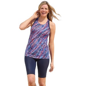 Swim 365 Women's Plus Size Longer-Length Racerback Tankini Top - 1 of 4