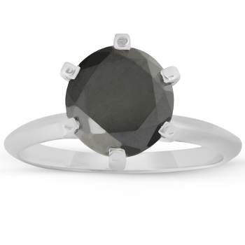 Pompeii3 1 1/4Ct Black Diamond Solitaire Engagement Ring 10k White Gold