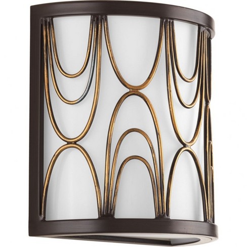 Progress Lighting Cirrine 1-Light Wall Sconce, Antique Bronze, Etched White Glass - image 1 of 2