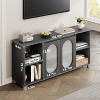 Acekool Modern TV Stand for 70 Inch TV, Black Media Console with Glass Doors and Shelves, Storage Cabinet for Living Room - 2 of 4
