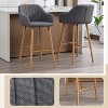 ORRD Modern Bar Stools Set of 2 with Back & Footrest, Linen Fabric Upholstered Counter Stools with Solid Wood Legs for Kitchen Island, Home Bar - 4 of 4