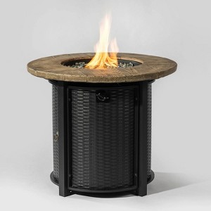 30inch Round Fire Pit Table Propane Fire Table with Lava Rocks - 1 of 4