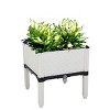Slickblue 2 Pc Free Splicing Injection Planting Box, Sturdy Modular Planter, Rattan Style, White, 16.93x15.75x15.75in - 4 of 4