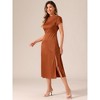 Allegra K Women's Satin Cowl Neck Cap Sleeve Backless Twist Split Midi Cocktail Dress - 4 of 4