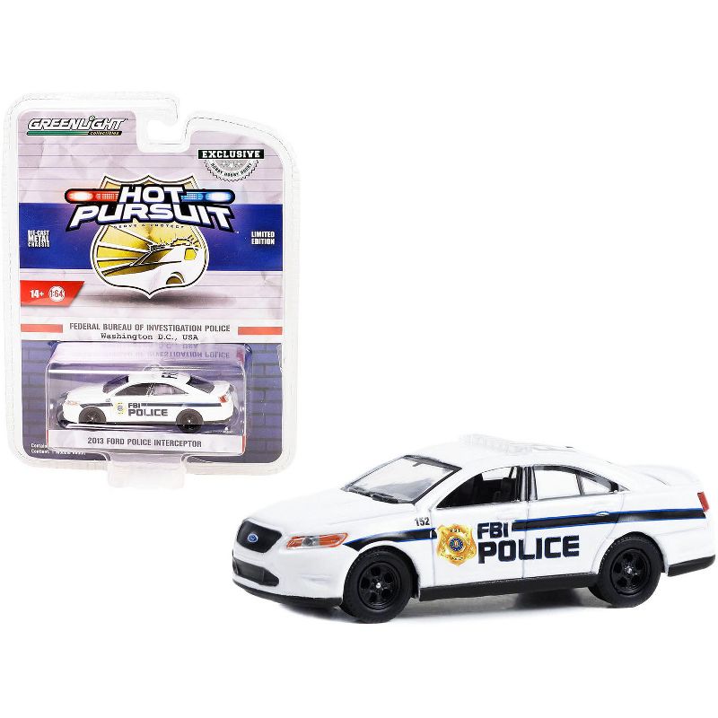 2013 Ford Police Interceptor White "FBI Police" "Hot Pursuit" Special Edition 1/64 Diecast Model Car by Greenlight, 1 of 4
