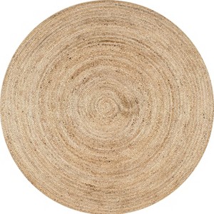 4' Round Hand Woven Rigo Jute Area Rug Natural - Nuloom: Modern Braided ...