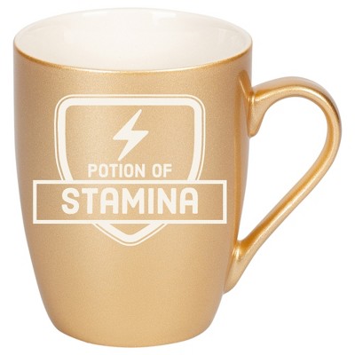 100 North Magic Potion 10 Ounce Vegas Gold Metallic Finish, Comfortably Fits Your Hands, New Bone China Coffee Tea Cup Mug, Potion Of Stamina