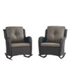 Outdoor Rocking Chairs Set of 2, All Weather Resin Wicker Patio Furniture Rocking Patio Chairs with Cushion and Metal Rocker Bars for Porch - 4 of 4