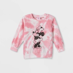 Toddler Girls' Minnie Mouse Tie-Dye French Terry Pullover - Pink - 1 of 3