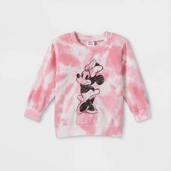 Toddler Girls' Minnie Mouse Tie-Dye French Terry Pullover - Pink