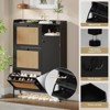 Acekool 3-Tier Shoe Cabinet with Natural Rattan Flip Drawers, Adjustable Shelves & Open Storage, Entryway Organizer in Multiple Finish - 4 of 4