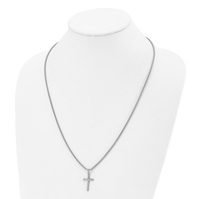 Chisel Stainless Steel Polished Cross Pendant on a 24" Box Chain Necklace