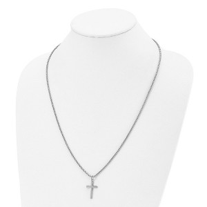 Chisel Stainless Steel Polished Cross Pendant on a 24" Box Chain Necklace - 1 of 2