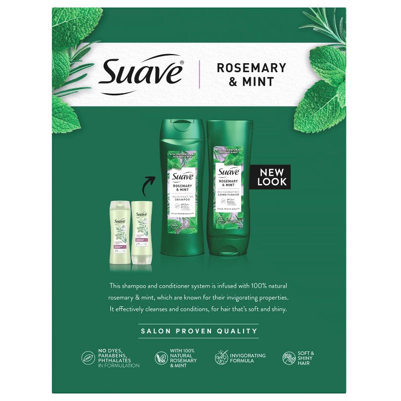 Suave Professionals Invigorating Shampoo and Conditioner for Dry and Damaged Hair Rosemary and Mint 18 fl oz/2ct, 3 of 8