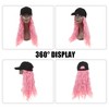 Unique Bargains Women's Baseball Cap with Hair Extensions Fluffy Curly Wavy Hairstyle Adjustable Wig Hat 27" Pink - 2 of 4