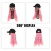 Unique Bargains Women's Halloween Baseball Cap with Hair Extensions Fluffy Curly Wavy Hairstyle Adjustable Wig Hat 27" Pink - image 2 of 4