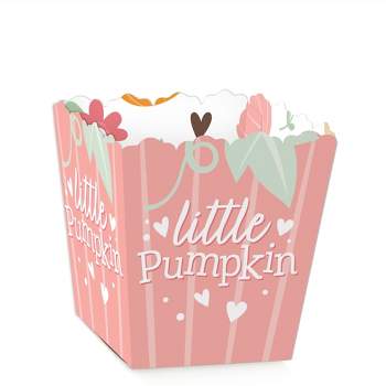 Big Dot of Happiness Girl Little Pumpkin - Party Mini Favor Boxes - Fall Birthday Party or Baby Shower Treat Candy Boxes - Set of 12