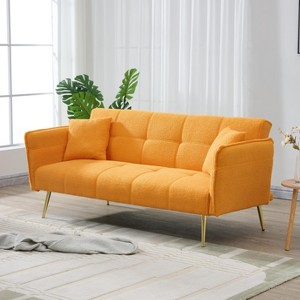 GDFStudio Classen Convertible Teddy Velvet Upholstered Sofa Bed with Adjustable Backrest - 1 of 4