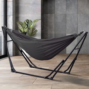 Ainfox 2 in 1 Portable Hammock Bed and Swinging Chair with Collapsible Steel Stand  With Carrying Bag - 1 of 4