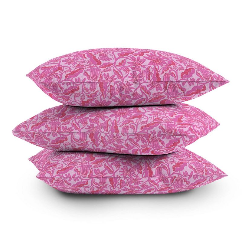 Sewzinski Monochrome Florals Outdoor Throw Pillow Pink - Deny Designs, 4 of 5