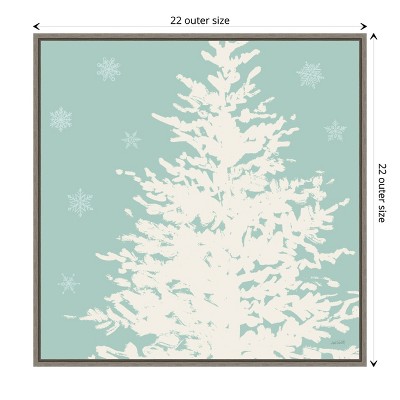 Winter Evergreen Tree Framed Canvas Wall Art Print