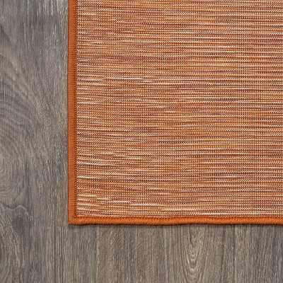 Ethan Modern Flatweave Solid Orange 6' Square Synthetic Rug