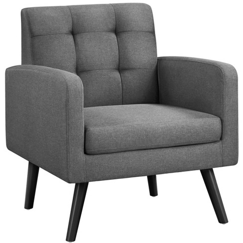 Yaheetech Modern Armchair Accent Chair Fabric Tufted With Rubber Wooden  Leg, Dark Gray : Target