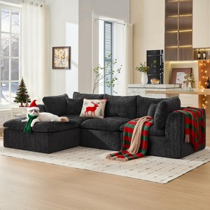4-8 Seater Modular Cloud Sectional Sofa, U-Shape Chenille Couch, Deep Memory Foam Couch, No Assembly Required - 1 of 4