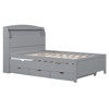 Full Size Wooden Platform Bed with Trundle, Storage Headboard, and Drawers for Bedroom or Apartment - 4 of 4