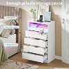 4 Drawer Dresser, White LED Dresser with Charging Station, Anchors to Wall, 6-Color Adjustable Light Strip, Suitable for Bedroom, Living Room - 2 of 4