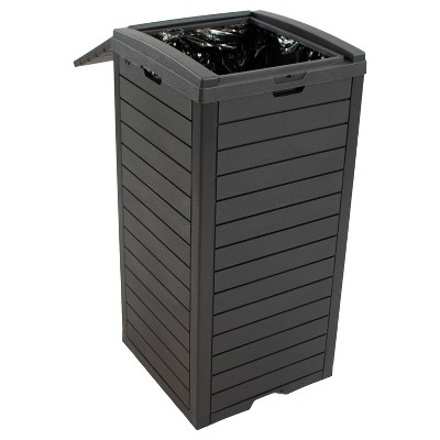 Black Polypropylene Resin Outdoor Trash Can with Lid, 39 Gallon