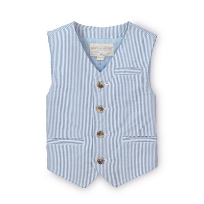 Hope & Henry Boys' Seersucker Suit Vest (Blue Seersucker, 7)