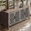 VYNXARIA Hollow Four-Door Antique Cabinet£¬American Country Style Storage for Living Room, TV Area, and Kitchen in Warm Brown Finish - 2 of 4
