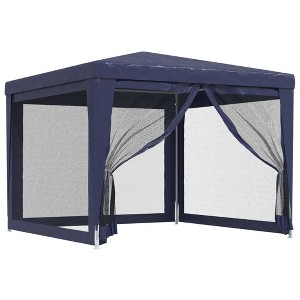 vidaXL 9.8'x9.8' Iron-Framed Party Tent in Blue with Four Mesh Sidewalls and UV-Resistant HDPE Material, Perfect for Outdoor Parties and Gatherings - 1 of 4
