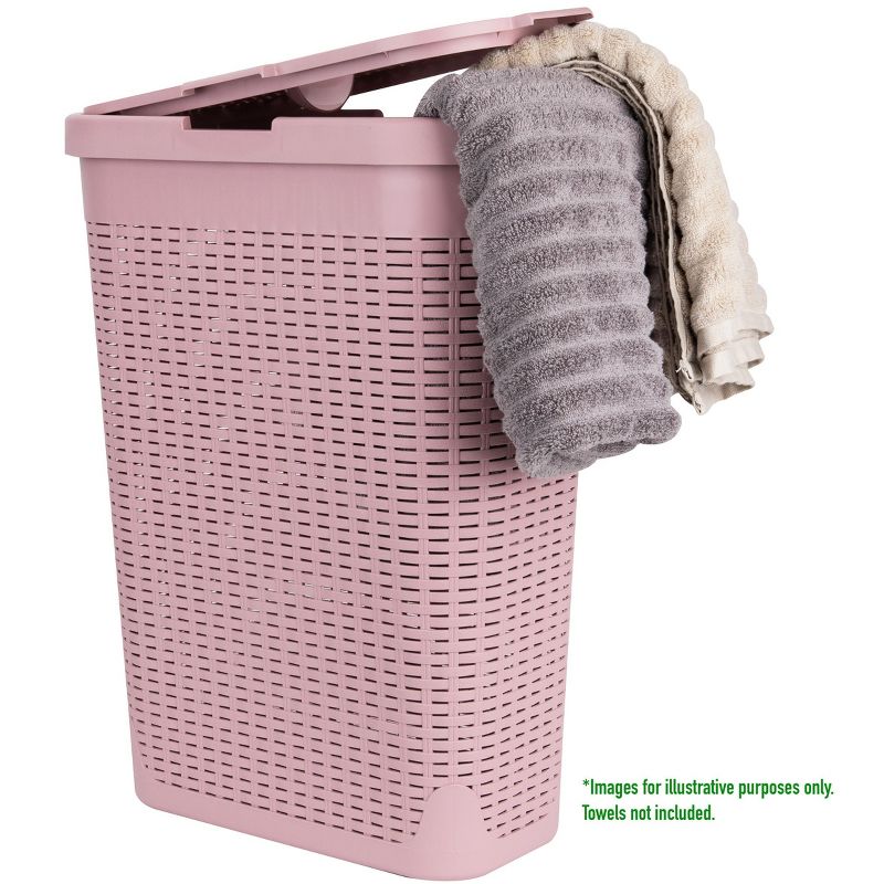 Mind Reader 40 Liter Slim Laundry Basket, Hamper with Cutout Handles, Washing Bin, Dirty Clothes Storage, Bathroom, Bedroom, Closet, Pink, 5 of 15
