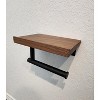 XINGHANZHENXUAN Wall Mounted Toilet Paper Holder with Wood Shelf | Matte Black & Walnut Bathroom Organizer - 3 of 4