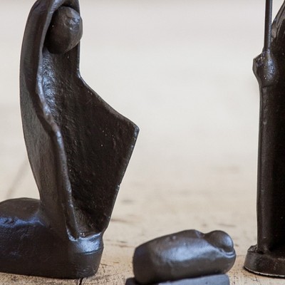 Handcrafted Iron Nativity Set with Holy Family and Kings
