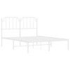 vidaXL Full Metal Bed Frame with Headboard, Sturdy Steel, White, No Mattress - 4 of 4