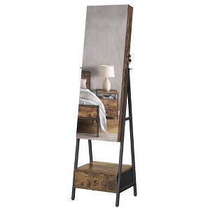 SONGMICS LED Jewelry Cabinet Standing Lockable Jewelry Armoire with Full-Length Mirror Jewelry Organizer Box - 1 of 4